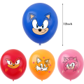 Miniatyrbilde 2 av 2: 32 stk. 12 tommers ballonger bursdagsfestdekorasjoner inkluderer 4 stiler trykt ideelt for barnas festdekorasjoner favoriserer (blå+rød+oransje+rosa)