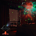Miniatyrbilde 2 av 7: UFO Stjerneprojektor Nattlys, Galaxy Starry Nebula Projektorlys; Blinkende Stjernelys, Romskip, Varierende Flammefarge med Timer, Fjernkontroll for Rom