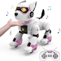 Miniatyrbillede 1 af 7: Fjernbetjent robot hundelegetøj, STEM programmerbar stemmeinteraktiv robot lyserød hvalp, berøringsfølsom sang og dansende hund, ideel julefødselsdagsgave