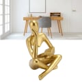 Miniatyrbillede 2 af 5: Tænkeren Læsende Statue Resin Siddende Figur Abstrakt Kunst Ornament til Stue Skab Dekoration Gold