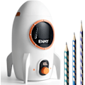Miniatyrbillede 1 af 8: Elektrisk blyantspidser, fuldautomatisk blyantspidser til nr. 2/farveblyanter (7-12 mm), automatisk ind og ud, fuldstændig håndfri opladning Orange & White