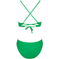 Pikkukuva 5 / 5: WJSMBikini Set naisille Kaksiosainen uimapuku V-kaula-aukko matalavyötäröinen ristikkäin selkä itse solmittavat spagettihihnat Lime Green XL