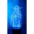 Miniatyrbillede 1 af 7: Master Yoda 3D Natlys LED Illusion Lampe Sengelampe Bordlampe, 7 Farveskiftende Lys med Akryl Flad & ABS Base & USB Oplader