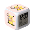 Miniatyrbild 1 av 2: Wekity Pikachu Färgglad Väckarklocka LED Kvadratisk Klocka Digital Växklcka med Tid, Temperatur, Alarm, Datum