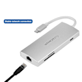 Pikkukuva 7 / 7: Cabledeconn 7-in-1 Type-C-keskitinsovitin HDMI / USB 3.0 / RJ45 / SD / TF / PD -hopea