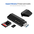 Miniatyrbild 6 av 7: Mini minneskort/TF dubbla kortläsare USB3.0 kortläsare universell för Windows / OSX / Linux