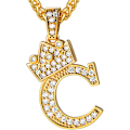 Miniatyrbillede 1 af 9: Krone Initial A-Z Halskæde, Iced Out Bogstav Vedhæng med 22-24 Tommer Kæde, Mænd Kvinder Bling Hip Hop Alfabet Navn Smykker Gave Store Initialer Halskæder C 18K Gold