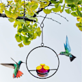 Pikkukuva 1 / 7: Ripustettava kolibrin syöttölaite, viehättävä kolibrin syöttölaite, linnunsyöttölaite metallirungolla, muovikulho, helppo puhdistaa ja täyttää vapaasti yhdistetty, ulkotiloihin circular 1PC