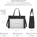 Miniatyrbillede 3 af 5: Dame Laptop Taske Vandtæt Let Læder 15,6 Tommer Laptop Håndtaske Business Office Aktetaske Arbejdstaske Sort