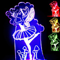 Miniatyrbillede 1 af 6: 3D Ballet Engel Ving Natlys Lampe Illusion Nat Led 7 Farve Skiftende Berøringskontakt Bord Skrivebord Dekoration Lamper Gave med Akryl Flad USB Ca
