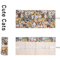 Miniatyrbilde 4 av 6: Slots Blyantmappe Blyantruller, Kunstner Fargeblyanter Rulleveske Korte Børster Pose Etui Blyanter Organizer for Tegning Fargelegging a Cuddly Cat 36 slots