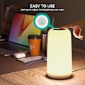 Miniatyrbilde 4 av 8: Berørings Nattbordslampe, [Elegant Design & RGB-modus] 3-veis dimbar liten lampe for soverom, LED-lampe med varmt hvitt lys, Multi-Co