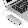 Pikkukuva 5 / 7: Cabledeconn 7-in-1 Type-C-keskitinsovitin HDMI / USB 3.0 / RJ45 / SD / TF / PD -hopea