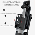 Miniatyrbillede 2 af 7: Selfie Stick, Ny 6 i 1 Bluetooth Selfie Stick med Lys, Foldbar Selfie Stick Tripod (Sort, Dobbelte Udfyldningslys)