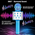 Miniatyrbillede 3 af 5: Håndholdt Bluetooth Karaoke Mikrofon - Sjovt fødselsdagssang legetøj til børn i alderen 3 4 5 6 7 8 9 10 år piger og drenge (blå) Besøg IJO Store