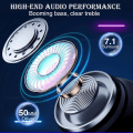 Miniatyrbillede 5 af 8: USB Gaming Headset med mikrofon til pc, RGB Rainbow Baggrundsbelyst, Virtuel 7.1 Surround Sound, 50mm Driver, Bløde Memory Øremuffer, Kablet Bærbar Computer Desktop Compute Black