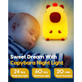 Miniatyrbillede 3 af 7: Kapivar Natlampe, Sød Kapivar Lampe, Silikone Dæmpbar Børneværelse Natlampe, Genopladelig LED Sengelampe med 20 Minutters Timer & Tryk Kontrol