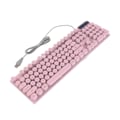 Miniatyrbild 5 av 7: Gamingtangentbord USB Rund 104 Tangenter Bakgrundsbelyst Ergonomisk Fällbara Fötter Multimediatangenter Trådbundet Tangentbord för Stationär Dator Bärbar Rosa