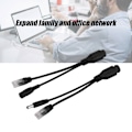 Miniatyrbillede 4 af 7: Power Over Ethernet Vandtæt 12V Gennemgående POE Injektor Splitter Adapter Kabel (Sort)