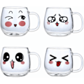 Miniatyrbild 1 av 5: Glas Kaffe Muggar Set Om 4 (150ml) Espresso Glas Koppar Perfekt För Mjölk, Latte, Te, Cappuccino