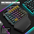 Miniatyrbillede 4 af 7: Trådløst Enhånds Spil Tastatur, 2.4Ghz RGB Baggrundsbelyst Mini Spil Tastatur, Genopladeligt 2000mAh Batteri til PC Gamer