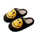Miniatyrbild 1 av 2: Bekväma Smiley Face Plyschtofflor Mysiga Plysch Varma Slide on Hustomtofflor med Minnesskum Hem Slip-on Pälstofflor Dämpade Tofflor