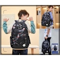 Miniatyrbild 2 av 7: Skolryggsäck för tonårspojkar Laptop Bookbag Barn Skolväska för grundskolan Black+blue Style B-No USB Port