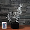 Miniatyrbild 1 av 7: 3D Liten Åsna Fjärrkontroll 16 Färger Nattlampor Illusion Akryl LED Bord Sänglampa Barn Sovrum Skrivbords Dekoration Födelsedagspresenter Leksak