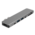 Pikkukuva 1 / 7: Harmaa 7-in-1 USB-C - Type-C 3xUSB 3.0 Hub HDMI Rj45 Ethernet Mini SDTF OTG -sovitin