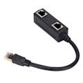 Miniatyrbillede 7 af 7: Ethernet Splitter Praktisk Stabil Pålidelig Holdbar Sort CAT8 Netværkskabel Adapter til Hjemmekontor