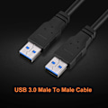 Miniatyrbillede 2 af 7: USB 3.0 A-han til A-han PVC datakabel - Super hurtig hastighed - Sort (1m)
