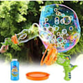 Miniatyrbild 3 av 7: Elektrisk Dinosaurie Bubbelmaskingevär för Barn 4-8 År, Stor Dino Bubbelblaster med Bubbla-i-Bubbla Design, Utomhus Trädgård blue