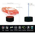 Miniatyrbillede 7 af 7: 3D Illusion Lampe USB LED Racerbil Natlys Skrivebord Atmosfærisk Lampe 7 Farveskiftende Berøringsstyring som Hjem Soveværelse Dekoration