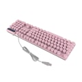 Miniatyrbild 7 av 7: Gamingtangentbord USB Rund 104 Tangenter Bakgrundsbelyst Ergonomisk Fällbara Fötter Multimediatangenter Trådbundet Tangentbord för Stationär Dator Bärbar Rosa