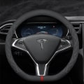 Miniatyrbild 3 av 5: Passar till Tesla ModelS ModelY ModelX Model3 vinterrattsskydd - D-formad mocka blå justering standard - Tesla standard - 36cm/1 packa