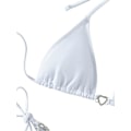 Pikkukuva 4 / 6: WJSM Naisten Halter-solmio Sivu Kolmio Bikinisetti Korkea Leikkaus 2-osainen Bikini Uimapuku Uimapuku Rhinestone White M