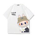 Miniatyrbilde 1 av 4: Labubu Bomulls T-skjorte med Korte Ermer for Voksne og Barn - Myke, Pustende Hverdags Topper - Unisex Stilig Design - Egnet for Daglig Bruk white 130