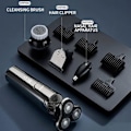 Miniatyrbild 7 av 8: Elektrisk Rakapparat för Män, Allt-i-ett Skäggtrimmerset, Skägg, Ansikte, Nästhårstrimmer Kroppsskärare, Hårtrimmer Presenter för Män (Färg: Silver)