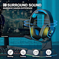 Miniatyrbilde 3 av 7: Kablet spillhodesett, kablet PC-hodesett for Xbox One, PS5, PS4, bærbar PC, Switch, H2 over-ear spillhodesett med støydempende mikrofon og LED-lys og navy blue