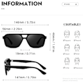 Pikkukuva 3 / 5: Polarisoidut Retro Aviator -aurinkolasit naisille ja miehille, vintage 70-luvun neliönmalliset aurinkolasit Black/Grey
