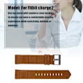 Miniatyrbild 3 av 6: Färg Läder Armband Ersättning Rem Metall Spänne Rem för Fitbit charge2 Ljusbrun