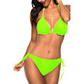 Miniatyrbild 4 av 5: WJSM Dam Triangle Bikini Set Halter Tvådelad Sexig Baddräkt String Tie Side Baddräkt Neon Green L