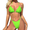Pikkukuva 2 / 9: WJSMSexy Bikinit naisille 2-osainen bikinit Spagettihihnat Uimapuvut Yksivärinen Uimapuku Kolmio Uimapuku Fluorescent Green L