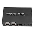 Pikkukuva 2 / 7: KVM-kytkin 4 USB 2.0 -porttia 1 näyttö 2 tietokonetta Tukee 4Kx2K HD Multimedia Interface KVM-kytkin 2 USB-kaapelilla