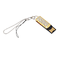 Miniatyrbillede 5 af 7: 16G Mini bærbar Rhinestone USB-disk med kæde til Windows Vista/7/10/Mac Guld