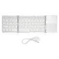 Miniatyrbilde 1 av 5: Sammenleggbart Bluetooth-tastatur 63 taster Metall Ultra Tynt Mini Folding Tastatur med Touchpad for Windows for IOS for Android Sølv