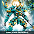 Miniatyrbild 2 av 6: Mech Robot Byggesæt til Voksne, Cool Grøn Drage Kriger Model Kit med Lang Spyd Legetøj Playset, 704 stk Samleobjekt Mytiske Ninja Gaver