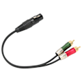 Pikkukuva 6 / 7: XLR-naaras 3-nastainen - 2 RCA-urosliitinsovitin Epätasapainoinen Y-jakaja Patch-kaapeli Vahvistimelle Mikserille Mikrofonille XLR-naaras/2RCA 1m/3.3ft