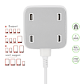Miniatyrbilde 6 av 7: XBX07A 4-porters USB Hjemme AC Vegglader 4 USB 5A Lader Hvit