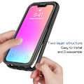 Pikkukuva 2 / 6: JUSTUP Design iPhone-kotelo sisäänrakennetulla näytönsuojalla, erittäin kestävä koko kehon suojaus, iskunkestävä läpinäkyvä kotelo iPhone XR:lle (vaaleanpunainen)